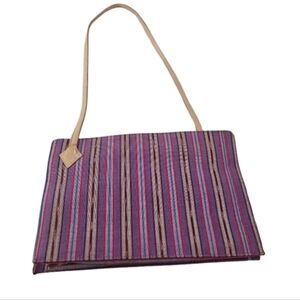 Bueno Striped Tote Bag with Genuine Leather Trim